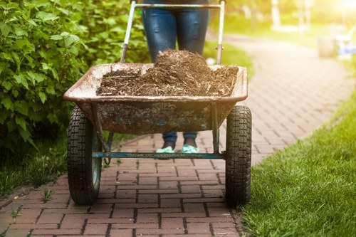 Residents segregating recyclable materials for waste collection